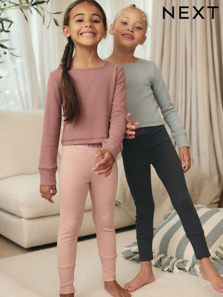 وردي/رمادي - 2 Pack Legging Pyjamas (7-16yrs) (B65840) | ‏78 ر.س.‏ - ‏96 ر.س.‏
