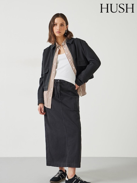 Hush Black 100% Cotton Kristen Cargo Maxi Skirt (B65922) | €60