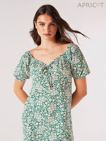 Apricot Green Ditsy Floral Milkmaid Mini Dress (B65954) | €21.50
