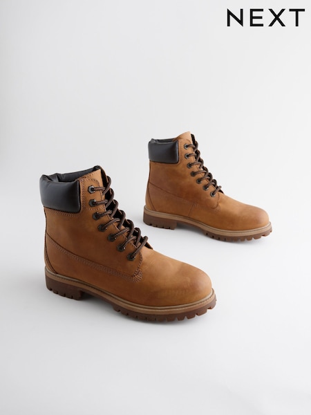 Tan Brown Leather Lace-Up Boots (B66011) | €26