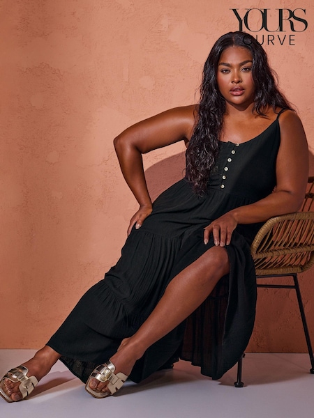 Yours Curve Black YOURS Curve Black Crinkle Maxi Dress (B66045) | €42
