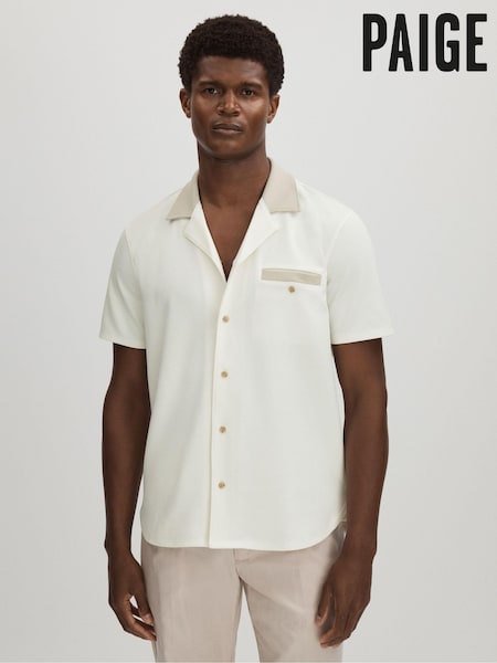 Paige Knitted Pique Cuban Collar Shirt (B66050) | €291