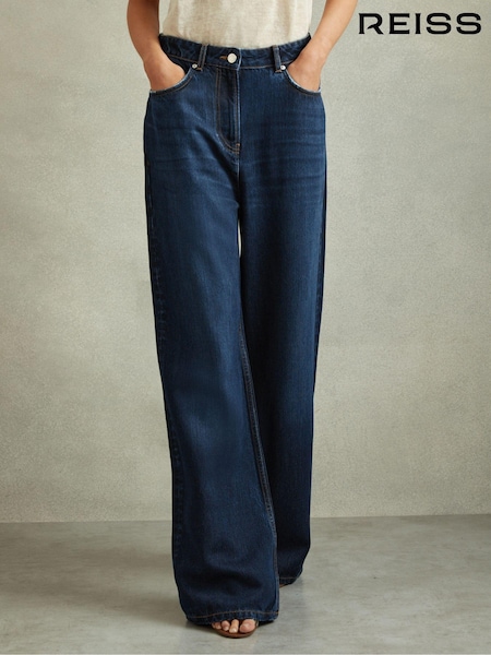 Reiss Dark Blue Lyle Petite Lightweight Viscose Blend Relaxed Jeans (B66052) | €85