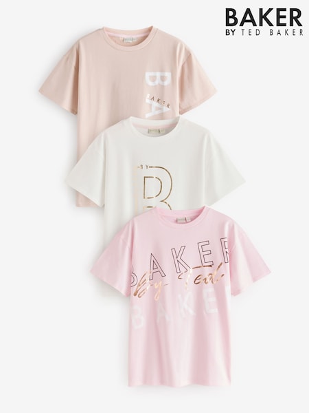 Rosa/neutro - Baker By Ted Baker Oversized Graphic Print T-Shirts 3 Pack (B66078) | 45 € - 52 €