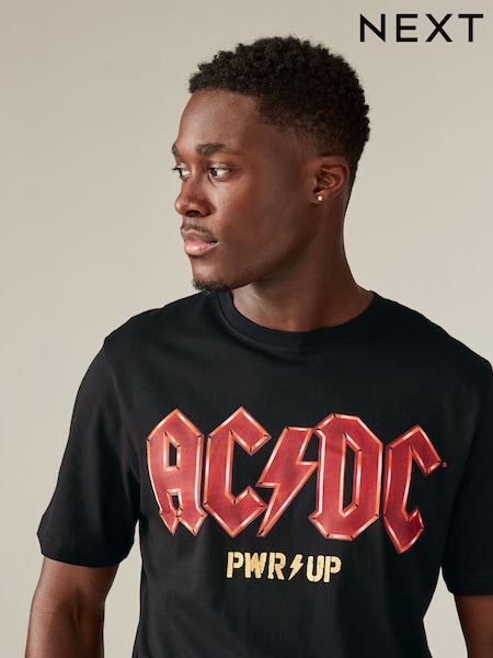 Black ACDC Regular Fit Band Graphic Print T-Shirt (B66105) | 124 QAR