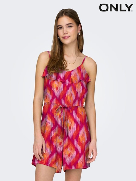 ONLY Mosaic Print Ruffle Cami Playsuit (B66136) | €9