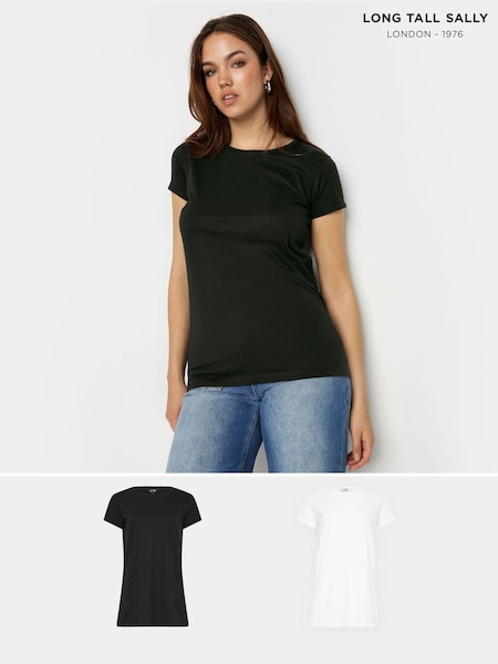Long Tall Sally Black T-Shirt 2 Pack (B66176) | 109 QAR