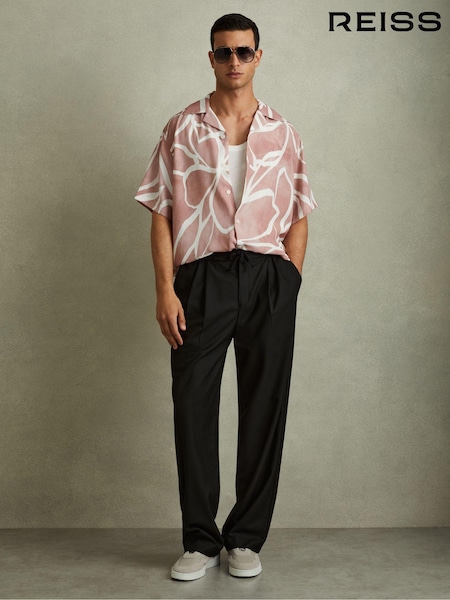 Reiss Soft Pink Jerry Relaxed Printed Cuban Collar Shirt (B66198) | €160