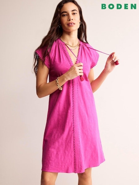Boden Purple Millie Pom 100% Cotton Dress (B66308) | €44
