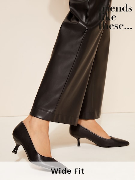Friends Like These Black Wide FIt Faux Leather Low Heel Pointed Toe Court Shoe (B66381) | €22