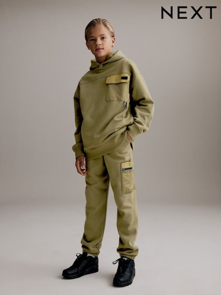 ירוק חאקי - Utility Style Hoodie & Joggers Set (3-16yrs) (B66391) | ‏143‏₪ - ‏176‏ ₪