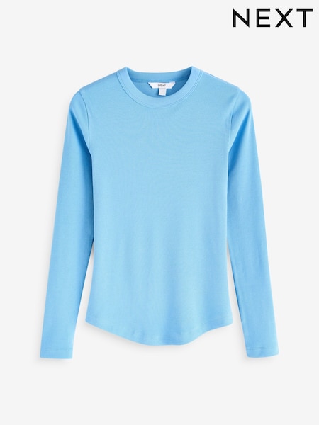 Blue Long Sleeve Ribbed Crew Neck Top (B66421) | €16