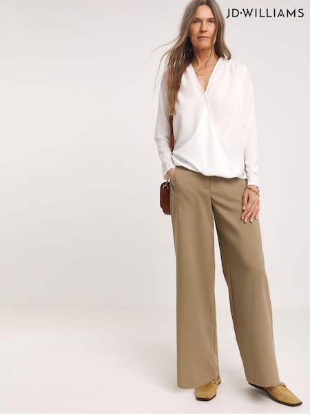 JD Williams White Crepe Wrap Drape Blouse (B66446) | €17.50