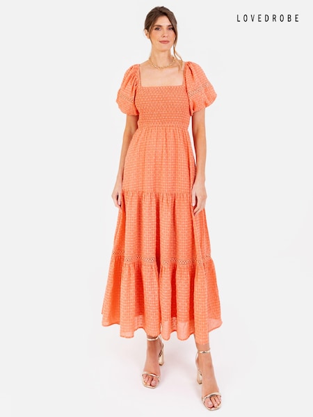 Shirring Front Tiered Midaxi Dress With Trim Detail (B66474) | €30