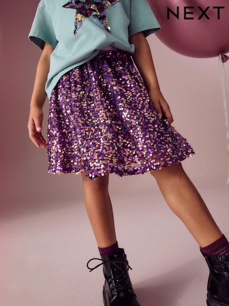 Purple Sequin Pull On Skirt (3-16yrs) (B66480) | €15 - €21