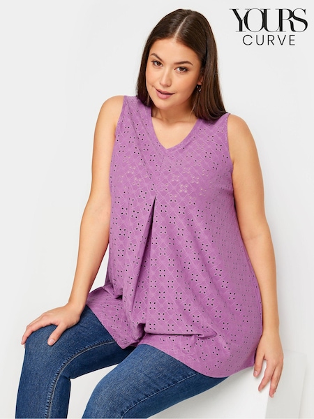 Yours Curve Purple Broderie Pleated Swing Vest (B66557) | €25