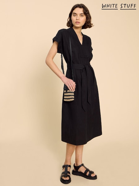 White Stuff Black Linen Blend Marianne Dress (B66607) | €46