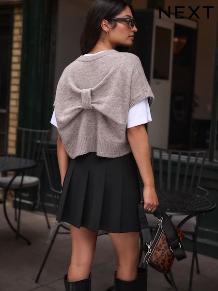 Taupe Brown Bow Back Knitted Tank (B66700) | 109 QAR