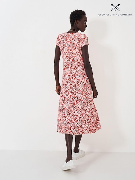 Crew Clothing Red Floral Short Sleeve Midi Dress (B66741) | €41.50