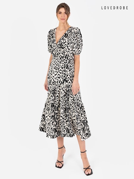 Lovedrobe Wrap Front Puff Sleeve Midaxi Dress (B66779) | €25