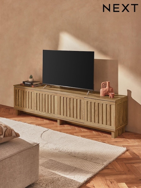 Natural Up to 80 Inch Slatted TV Unit (B66885) | €550
