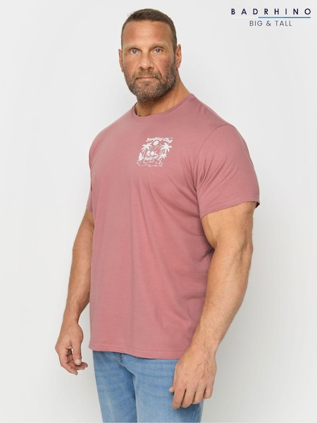 BadRhino Big & Tall Pink 100% Cotton Surfing Club T-Shirt (B67050) | 94 QAR