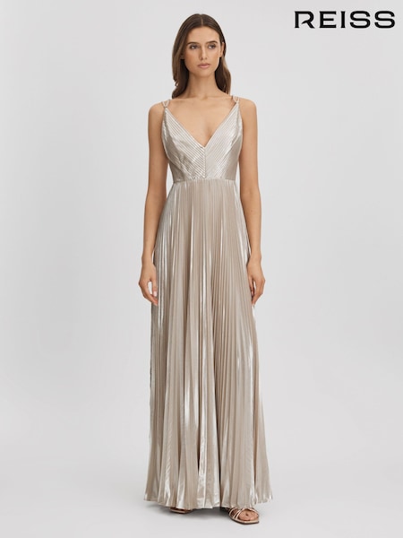 Halston Metallic Pleated Maxi Dress (B67057) | €1,444