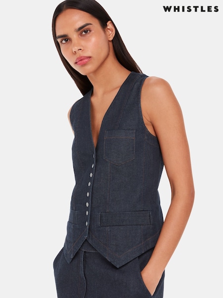 Whistles Blue Joanna Denim Waistcoat (B67106) | €66