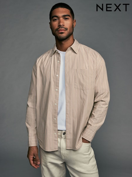 Stone Soft Touch 100% Cotton Long Sleeves Stripe Shirt (B67153) | €17