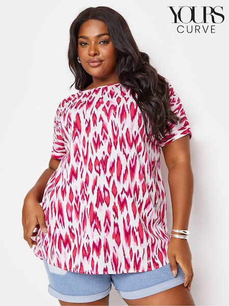 Yours Curve Pink Abstract Print Short Sleeve Blouse (B67209) | 31 €