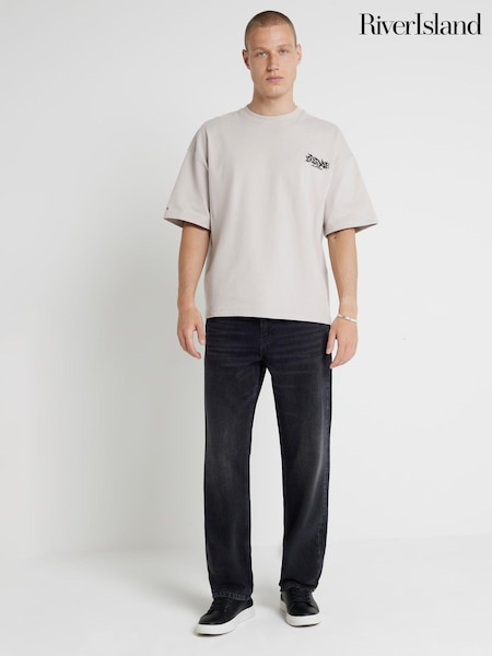 River Island Black Loose Fit Washed 100% Cotton Jeans (B67243) | 285 zł