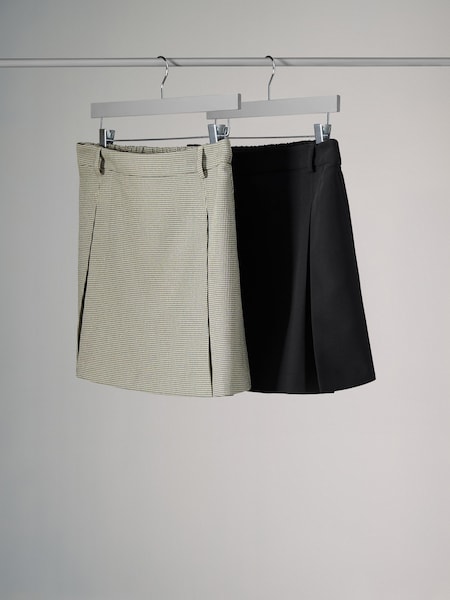 The Set Black/Brown Puppytooth 2 Pack Mini Pleated Skirts (B67331) | €30