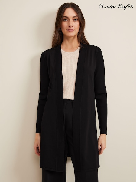 Phase Eight Black Longline Lauren Edge to Edge Cardigan (B67350) | ₪397