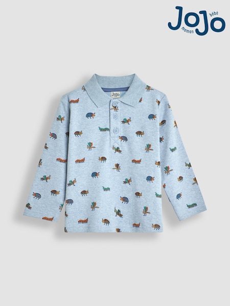 JoJo Maman Bébé Light Blue Bug Long Sleeve Print Polo Shirt (B67367) | €30