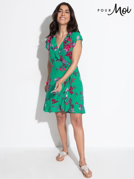 Vihreä - Pour Moi Frill Wrap Woven Beach Dress (B67371) | €61