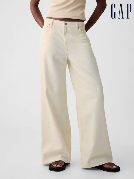 Gap Cream Mid Rise UltraSoft Baggy Jeans (B67382) | €73