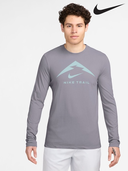 Grey - Nike Dri-FIT Long-Sleeve Trail Running T-Shirt (B67410) | 54 €