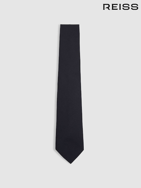 Reiss Navy Baratti Plain Woven Tie with Silk and Wool (B67486) | €84