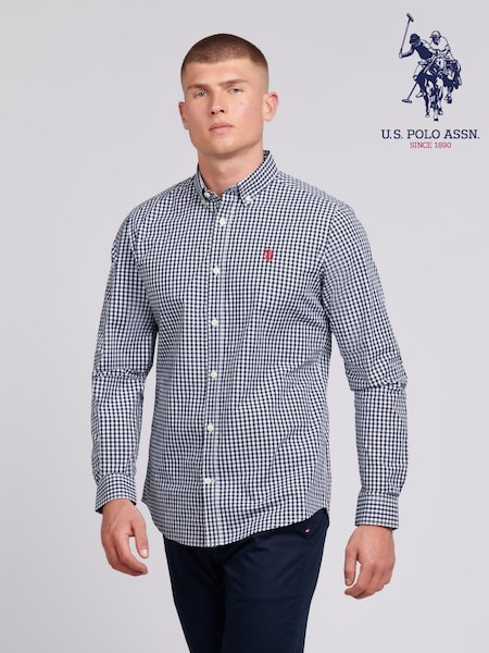 U.S. Polo Assn. Blue Mens 100% Cotton Gingham Shirt (B67594) | €73