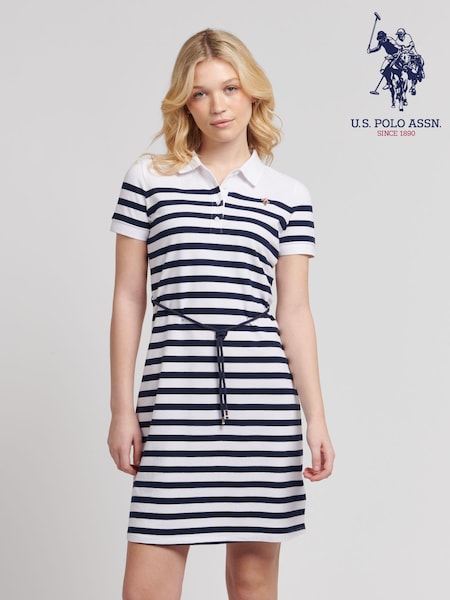 U.S. Polo Assn. Blue Womens Relaxed Stripe Polo Dress (B67677) | €86