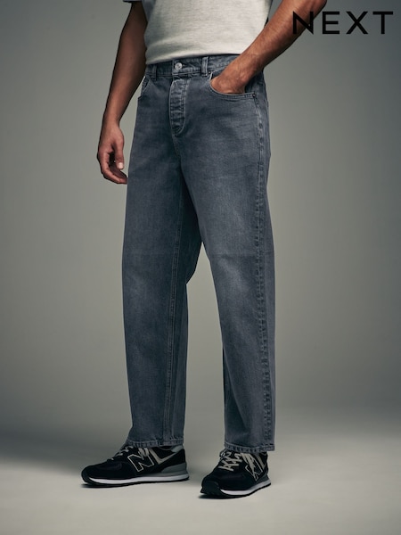 Blue Grey Tint Relaxed Fit Vintage Wash Denim Jeans (B67690) | R$ 285