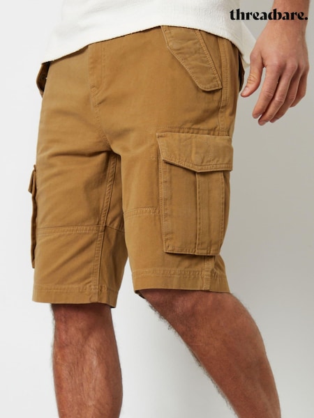 Cămilă - Threadbare 100% Cotton Twill Utility Cargo Shorts (B67760) | 125 LEI