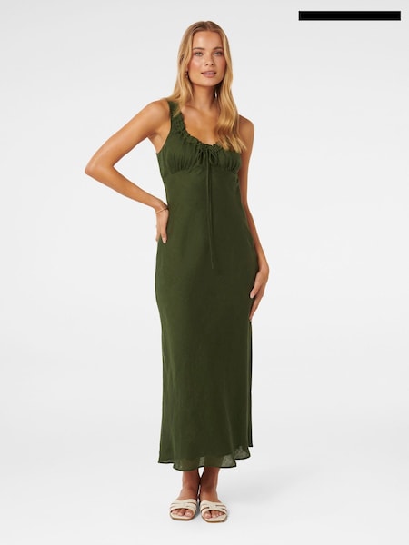 Forever New Green Pure Linen Etta Bow Tie Midi Dress (B67778) | €60