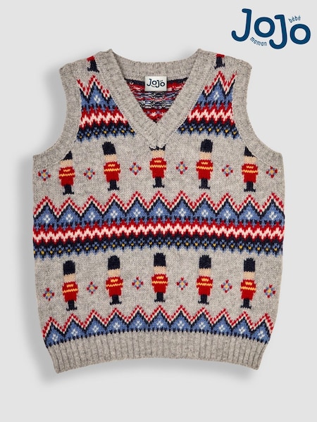 JoJo Maman Bébé Grey Marl Soldier Knit Tank Top (B67845) | €42