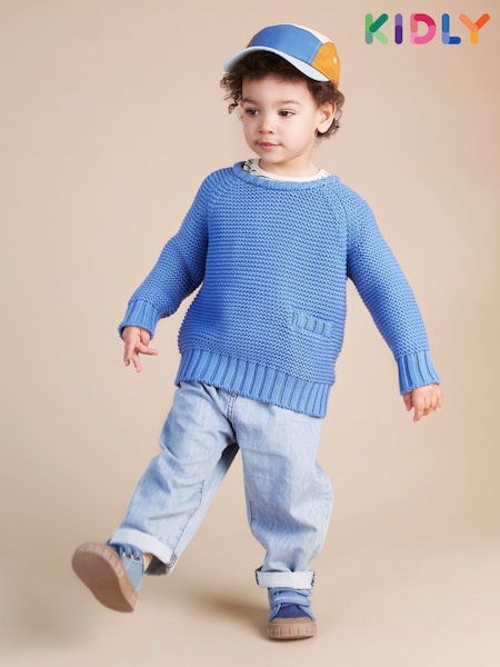 KIDLY Blue Garter Stitch Jumper (B67969) | 125 LEI