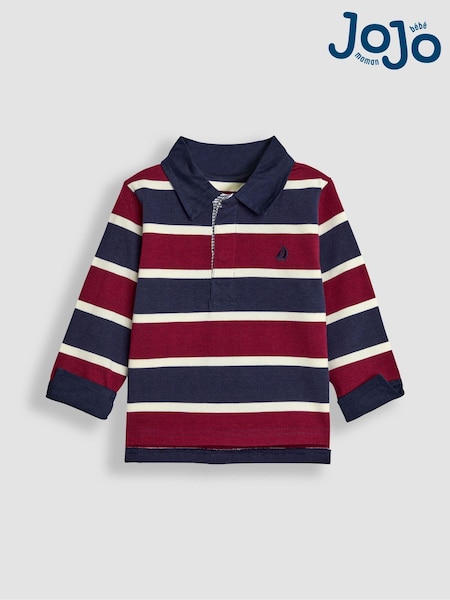 JoJo Maman Bébé Burgundy Stripe Rugby Top (B68014) | €39