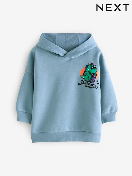 Teal Blue Dinosaur Character Backprint Hoodie (3mths-7yrs) (B68038) | €18 - €21
