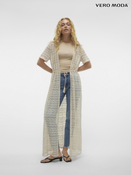 VERO MODA Cream Lightweight Crochet Maxi Beach Cover-Up (B68101) | €21