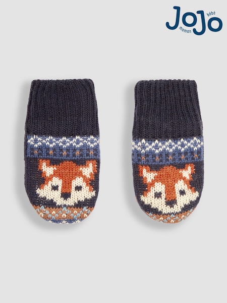 JoJo Maman Bébé Navy Fair Isle Pattern Mittens (B68203) | €22