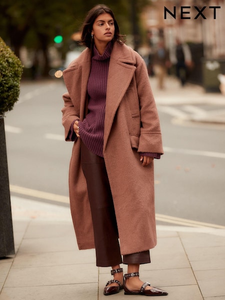 Rose Pink Overcoat with Revere Collar (B68222) | kr995